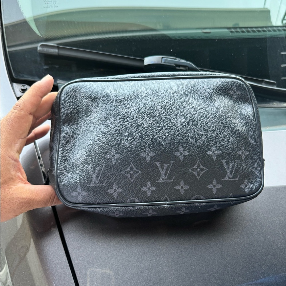 Louis Vuitton Black Toiletry Bag with Monogram Design